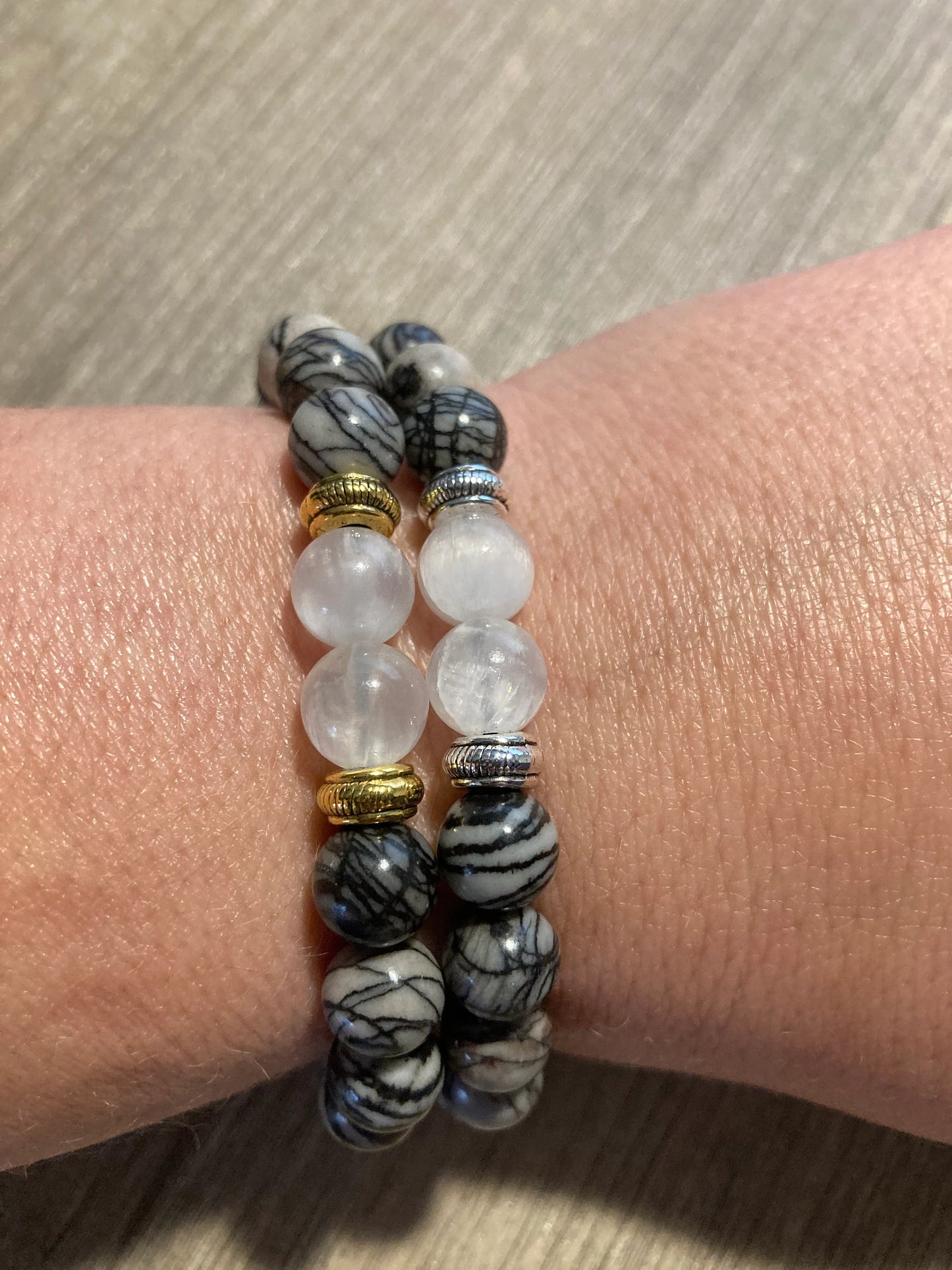 Celestial Web Bracelet - Spiderweb Jasper - Selenite - Crystal Healing Jewelry