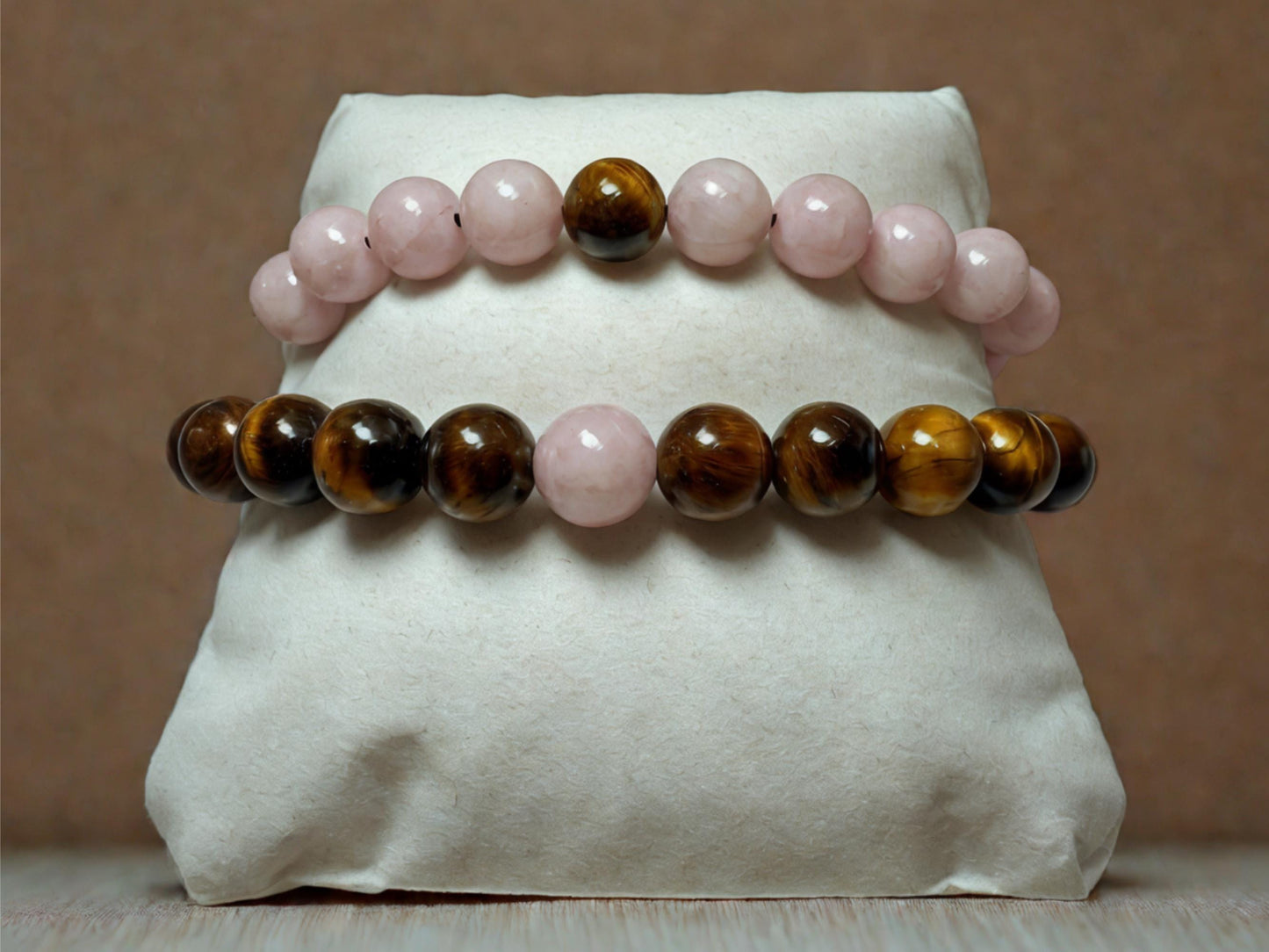 Couples Bracelets matching set - Rose Quartz - Tigers eye - Protection & Love