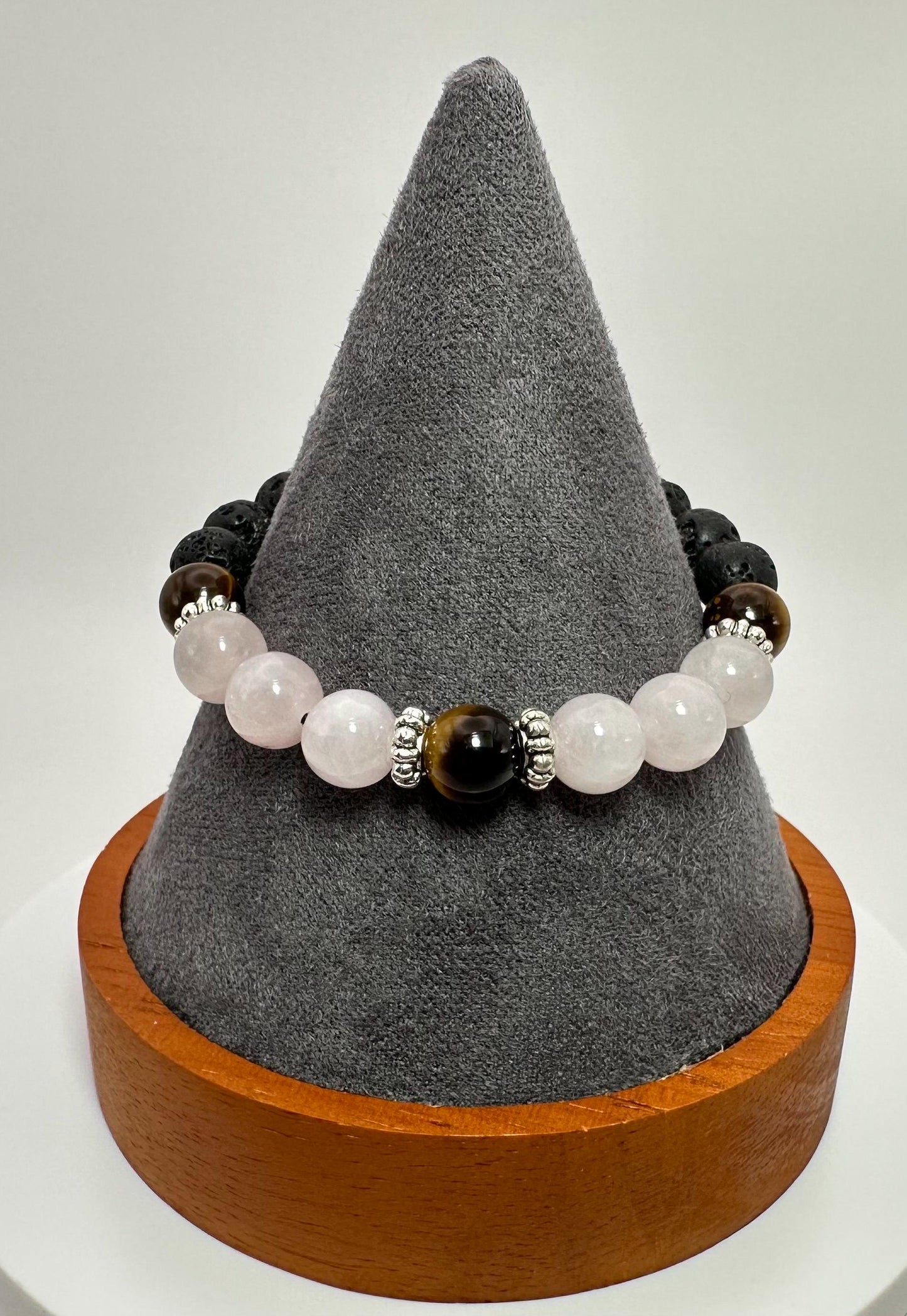 Rose Quartz & Tigers Eye LOVE Bracelet - Crystal Healing Jewelry