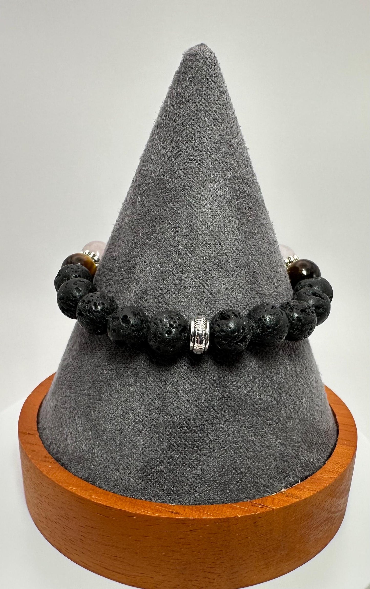 Rose Quartz & Tigers Eye LOVE Bracelet - Crystal Healing Jewelry