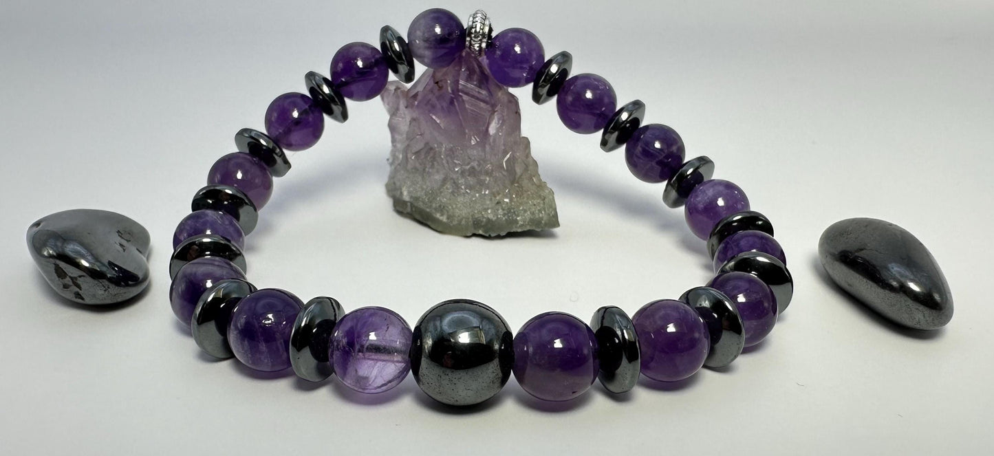 Serenity & Strength Bracelet - Amethyst - Hematite - protection - grounding
