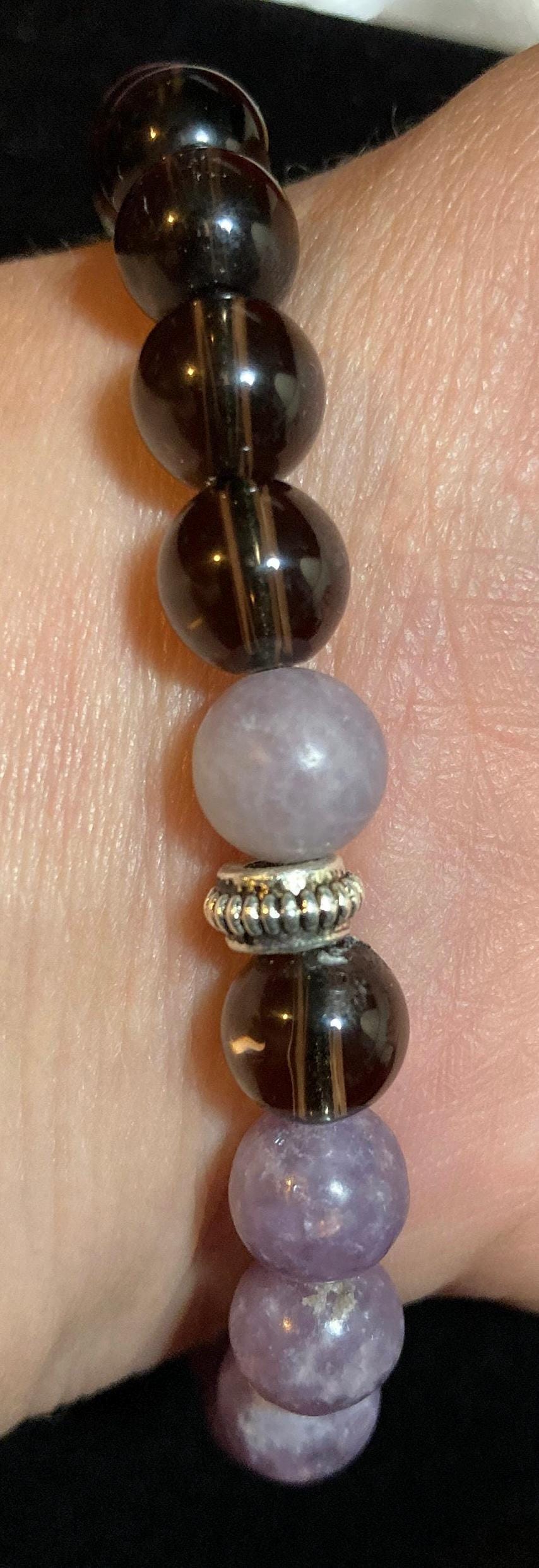 Smoky Quartz & Lepidolite - Grounding Crystal Intention Bracelet