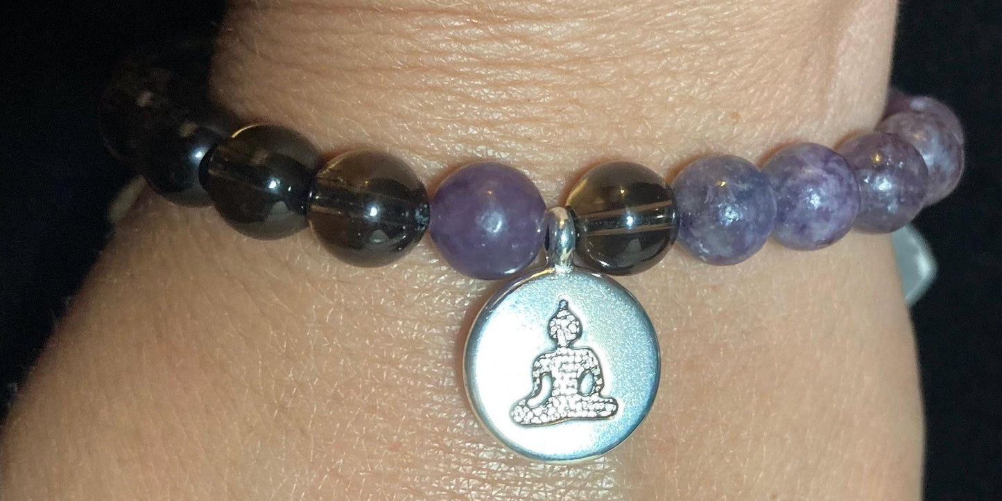 Smoky Quartz & Lepidolite - Grounding Crystal Intention Bracelet