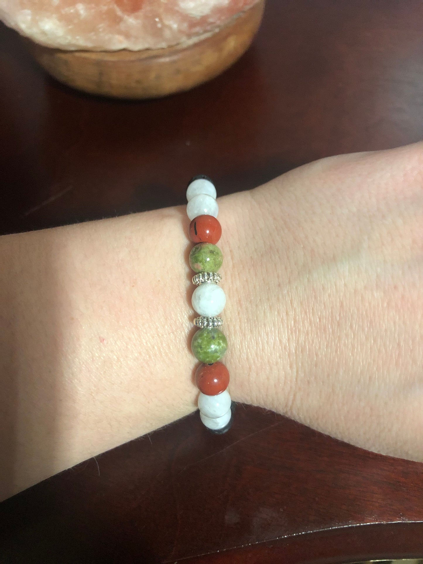 Healthy Pregnancy Crystal Bracelet - Moonstone - Red Jasper - Unakite