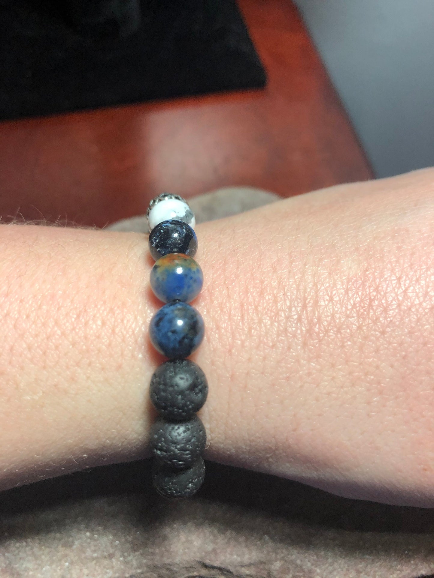 Patience Crystal Bracelet - Howlite - Dumortierite - Lava Stone