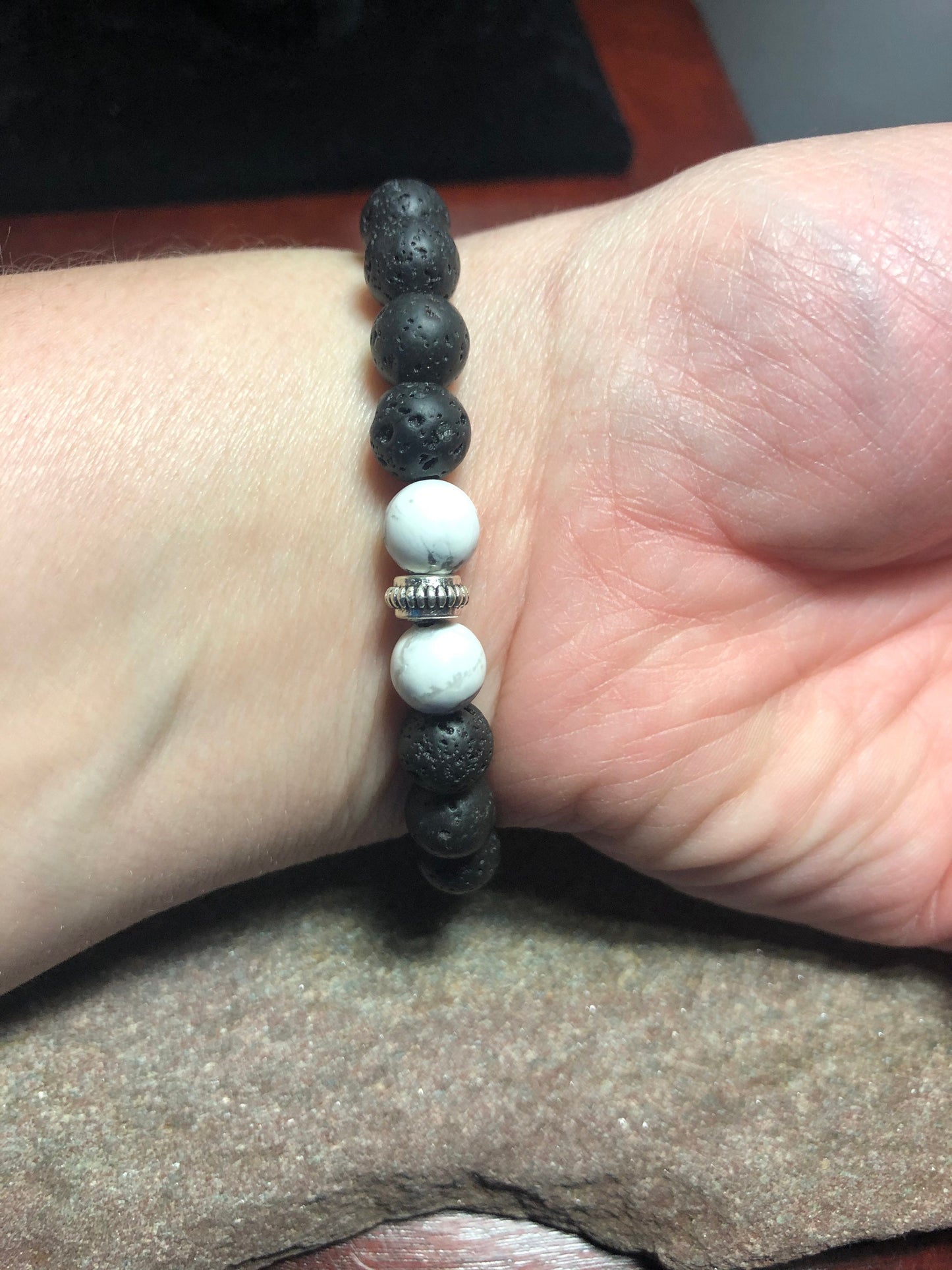 Patience Crystal Bracelet - Howlite - Dumortierite - Lava Stone