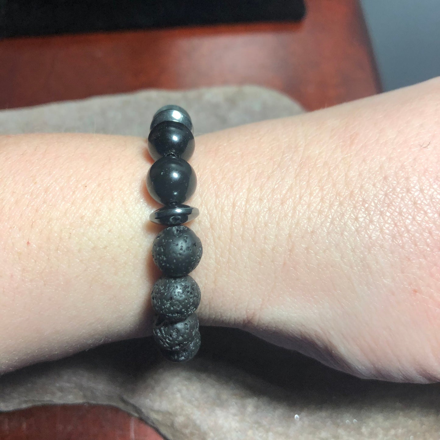 Triple protection - Empath support crystal intention healing bracelet - obsidian - labradorite - hematite
