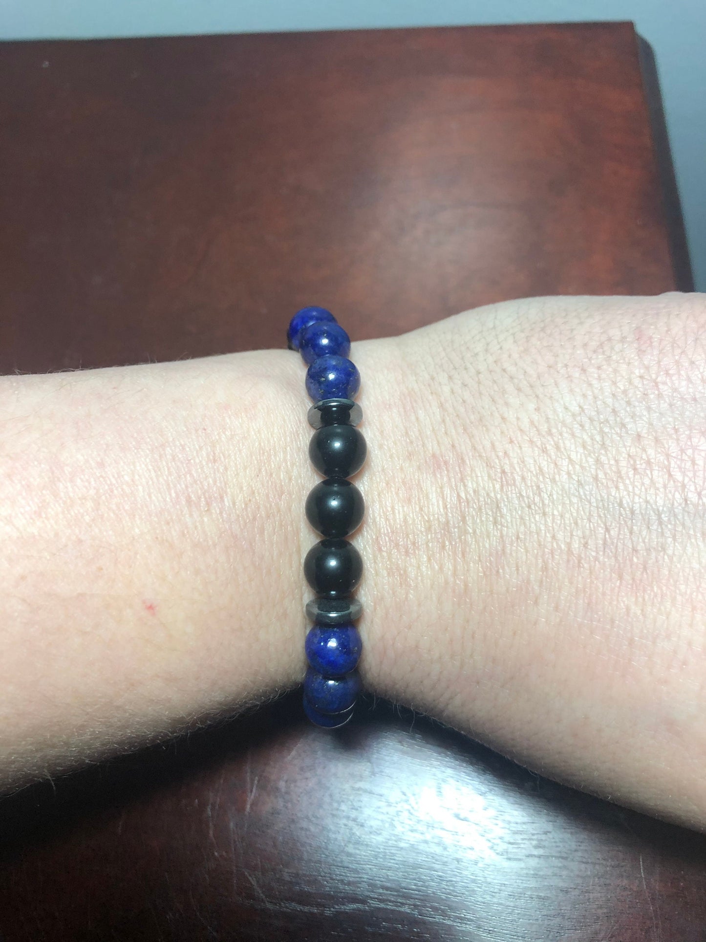 Celestial Shield Crystal Bracelet - Protection & Balance - Hematite - Lapis Lazuli - Obsidian