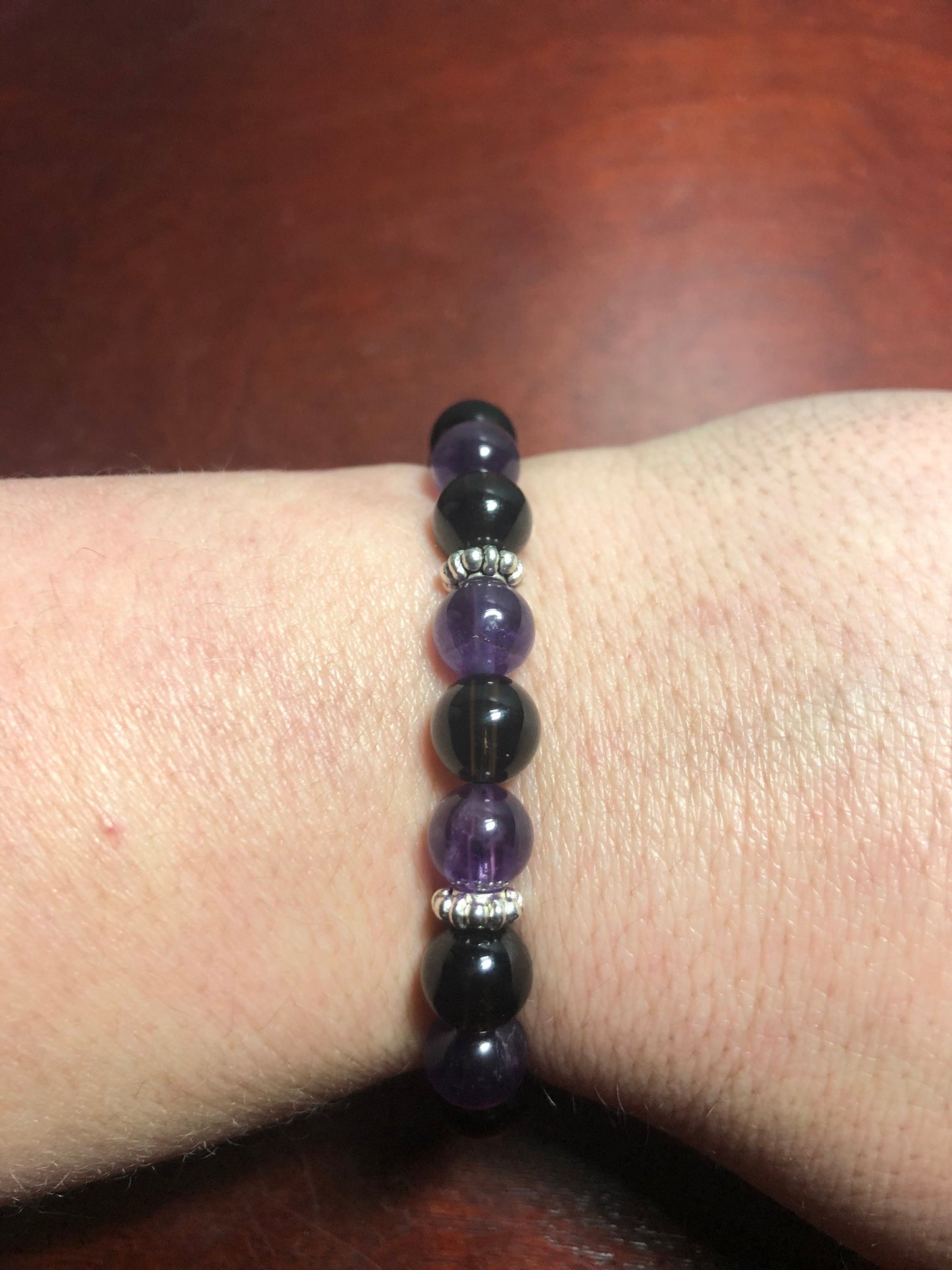 Grief & Loss Bracelet - Crystal Jewelry for Grieving - Smoky Quartz - Amethyst - Lava stone