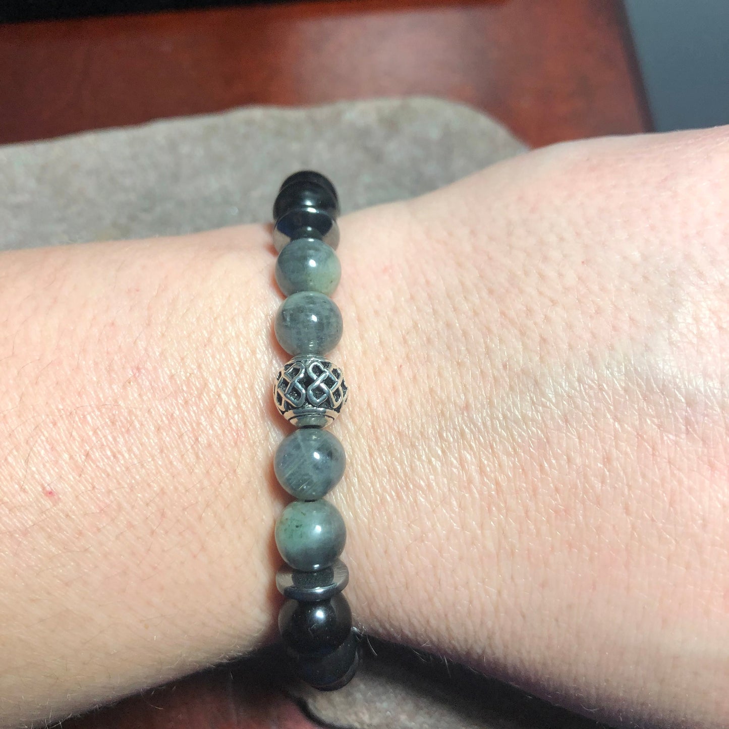 Triple protection - Empath support crystal intention healing bracelet - obsidian - labradorite - hematite