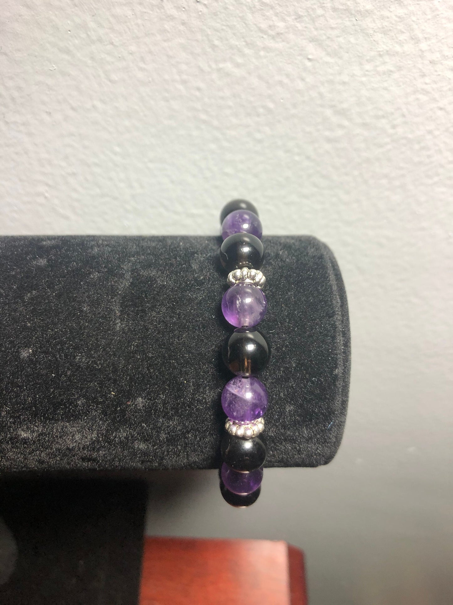Grief & Loss Bracelet - Crystal Jewelry for Grieving - Smoky Quartz - Amethyst - Lava stone