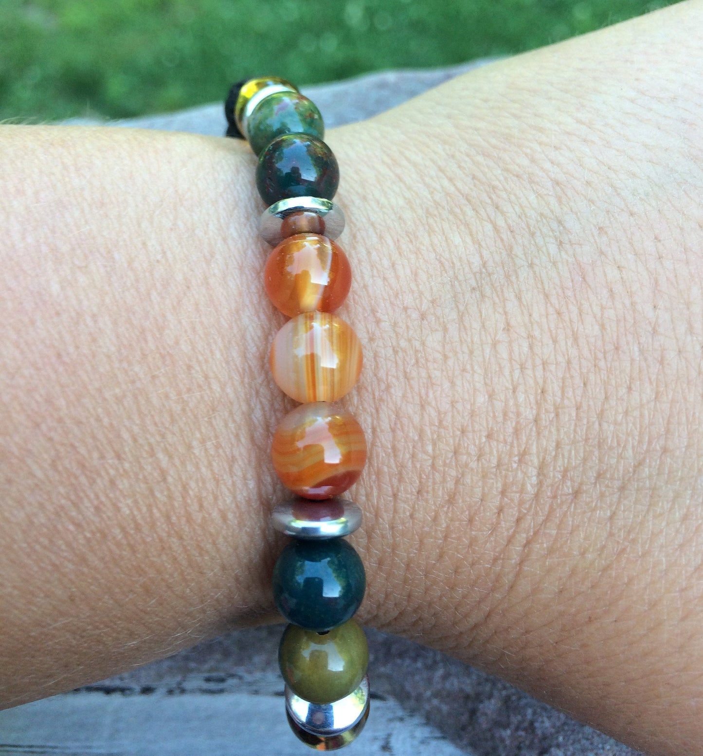 Kidney & Blood Support bracelet - Crystal Healing Jewelry - Carnelian - Citrine - Hematite - Bloodstone - Heliotrope