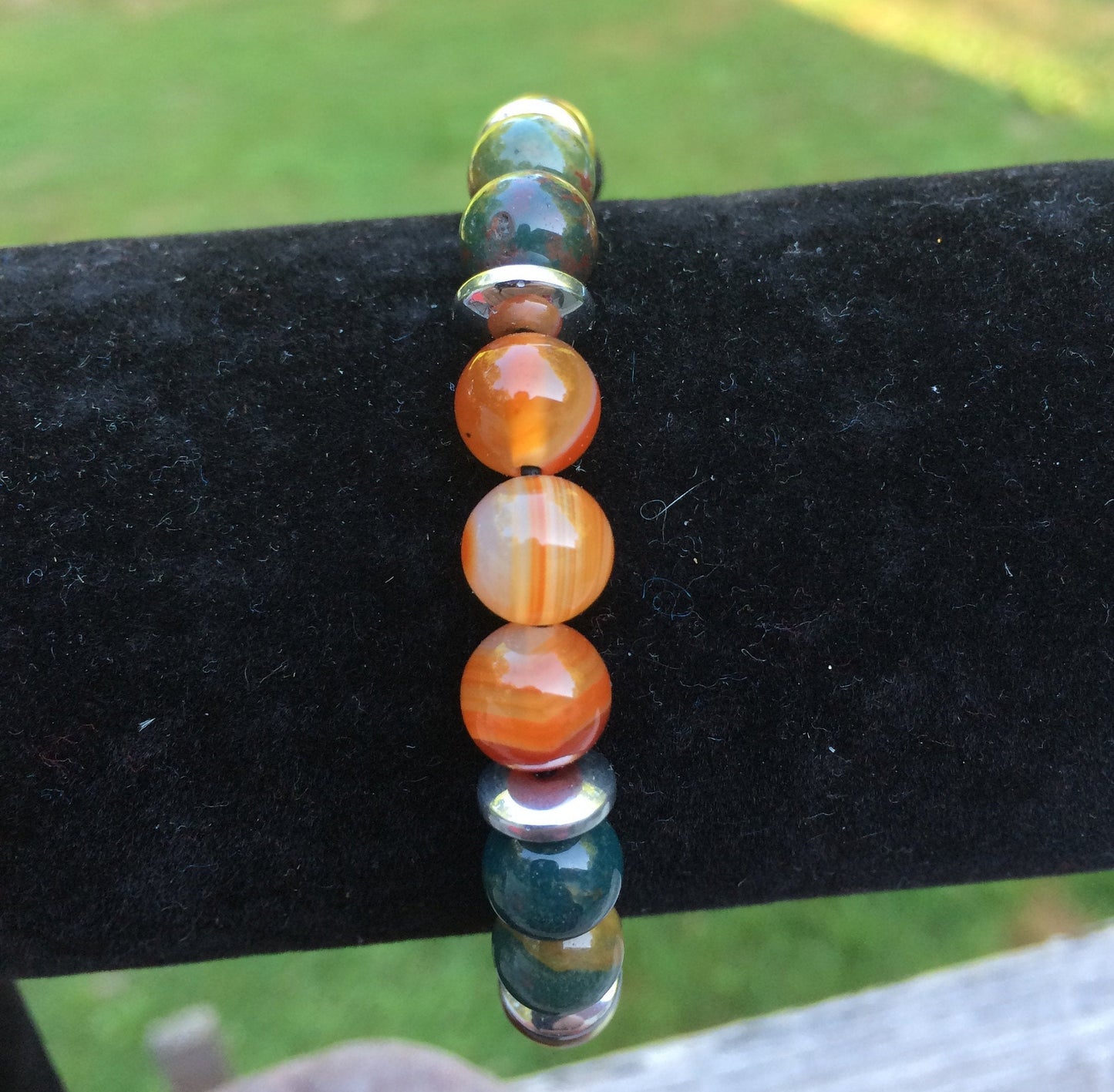 Kidney & Blood Support bracelet - Crystal Healing Jewelry - Carnelian - Citrine - Hematite - Bloodstone - Heliotrope