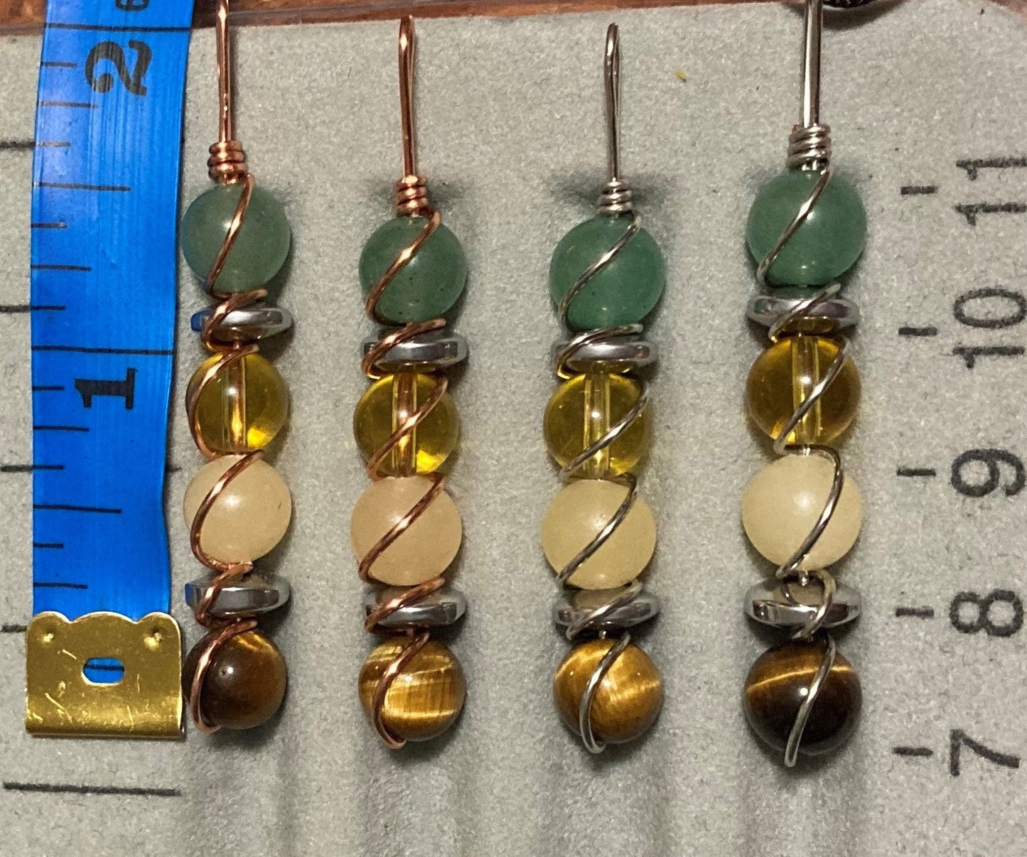 Prosperity & Abundance Necklace - Manifesting Success - Attract Wealth - Copper Wire Wrapped Pendant - Citrine - Aventurine - Tigers Eye