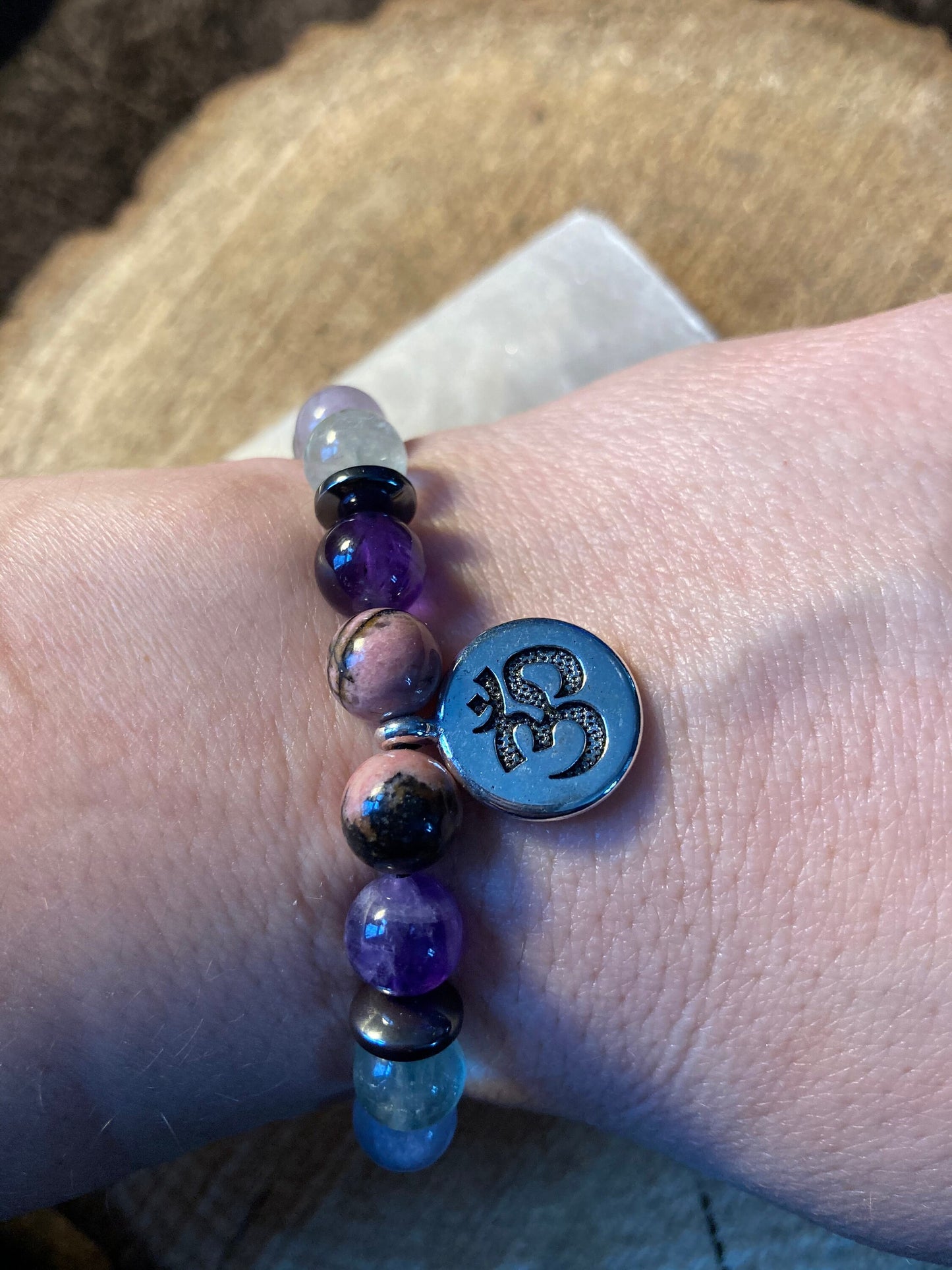 Inflamation & Arthritis Support Crystal Intention Bracelet Malachite - Rhodonite - Fluorite - Hematite - Amethyst
