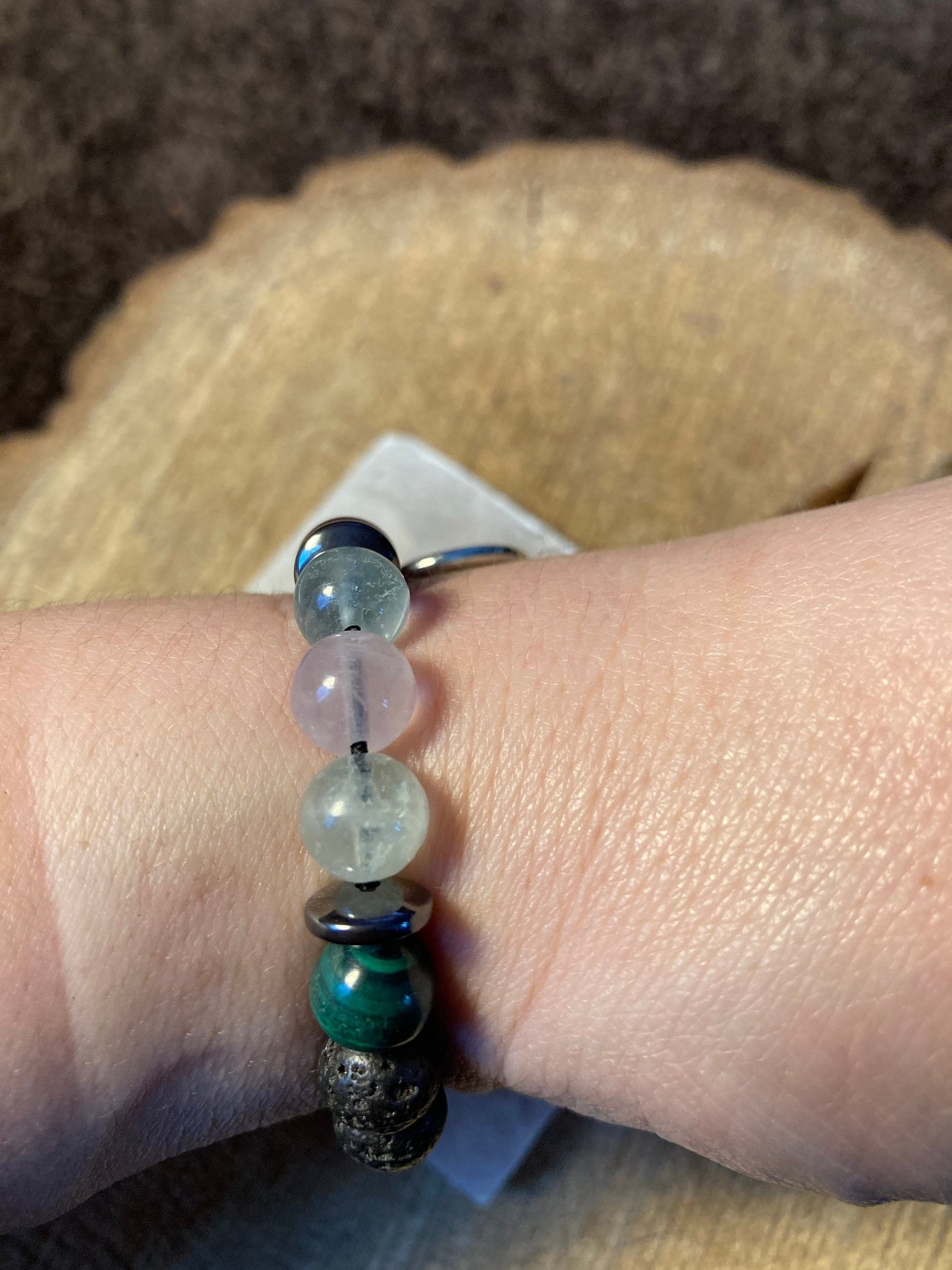 Inflamation & Arthritis Support Crystal Intention Bracelet Malachite - Rhodonite - Fluorite - Hematite - Amethyst