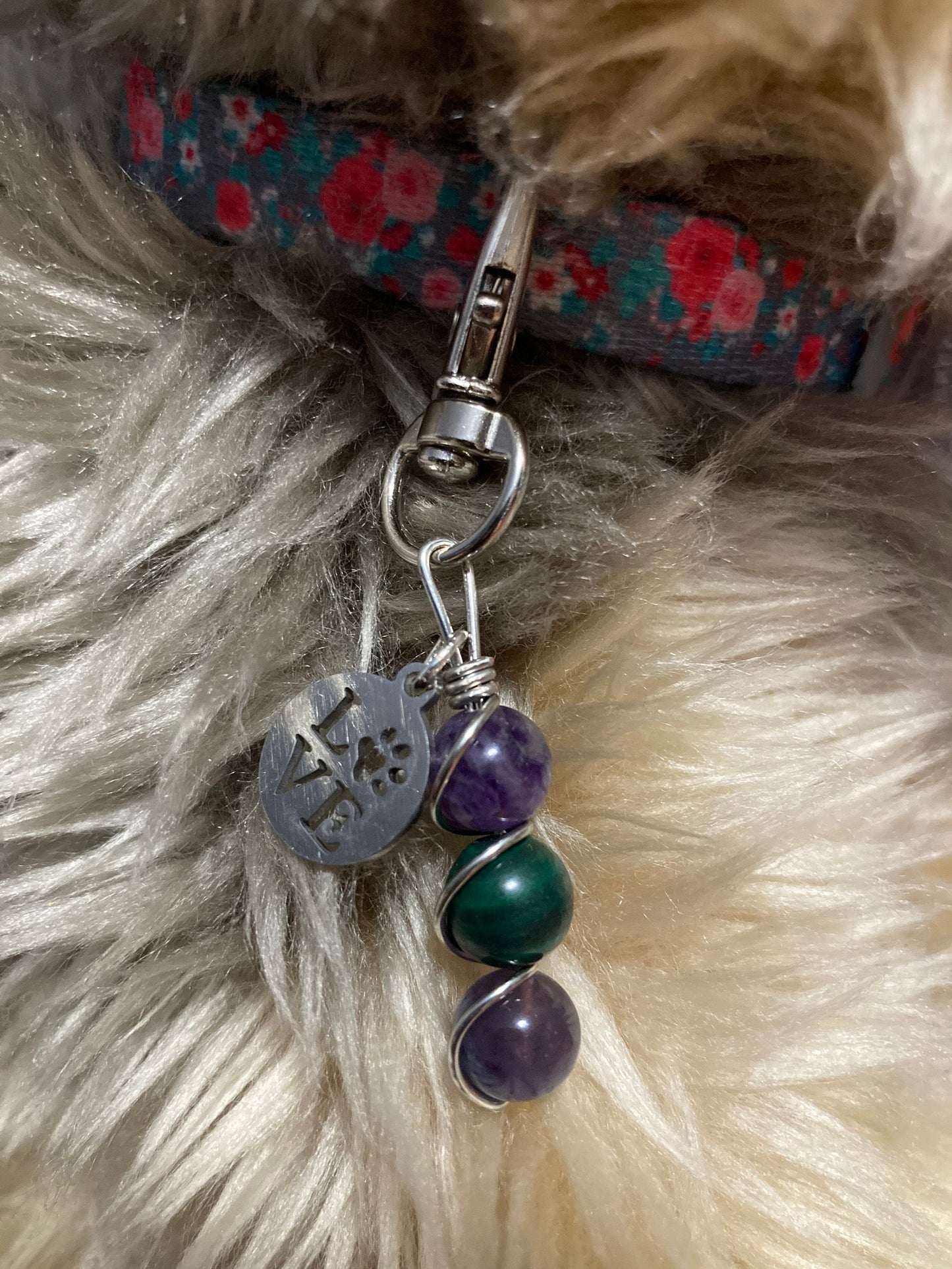 Crystal Pet Harness and Collar Set - Fluorite, Malachite Charm for Healing Energy, Stress Relief & Positive Vibes Dog Harness and Cat Collar