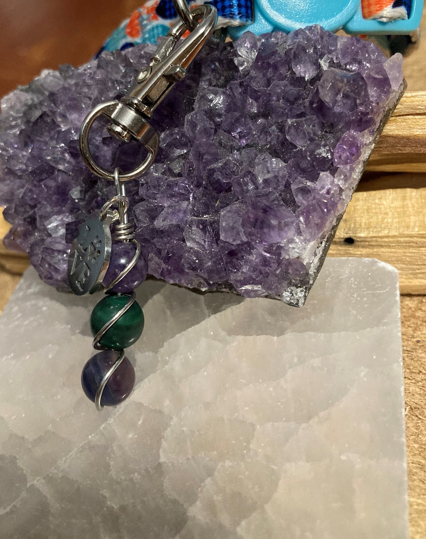Crystal Pet Harness and Collar Set - Fluorite, Malachite Charm for Healing Energy, Stress Relief & Positive Vibes Dog Harness and Cat Collar