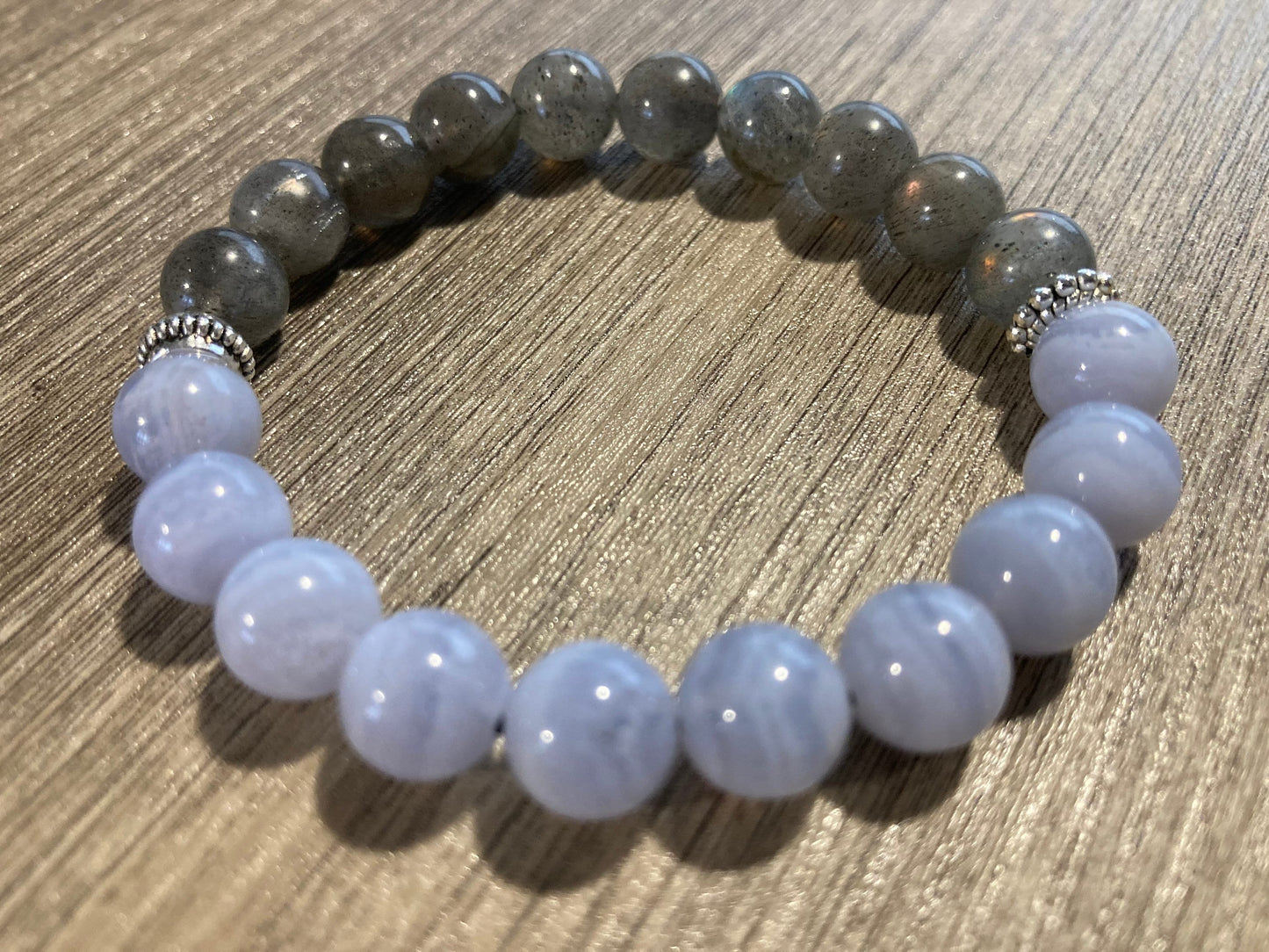 Eclipse Dream Bracelet - Crystal Healing Jewelry - Blue Lace Agate - Labradorite - Transformation - Traquility