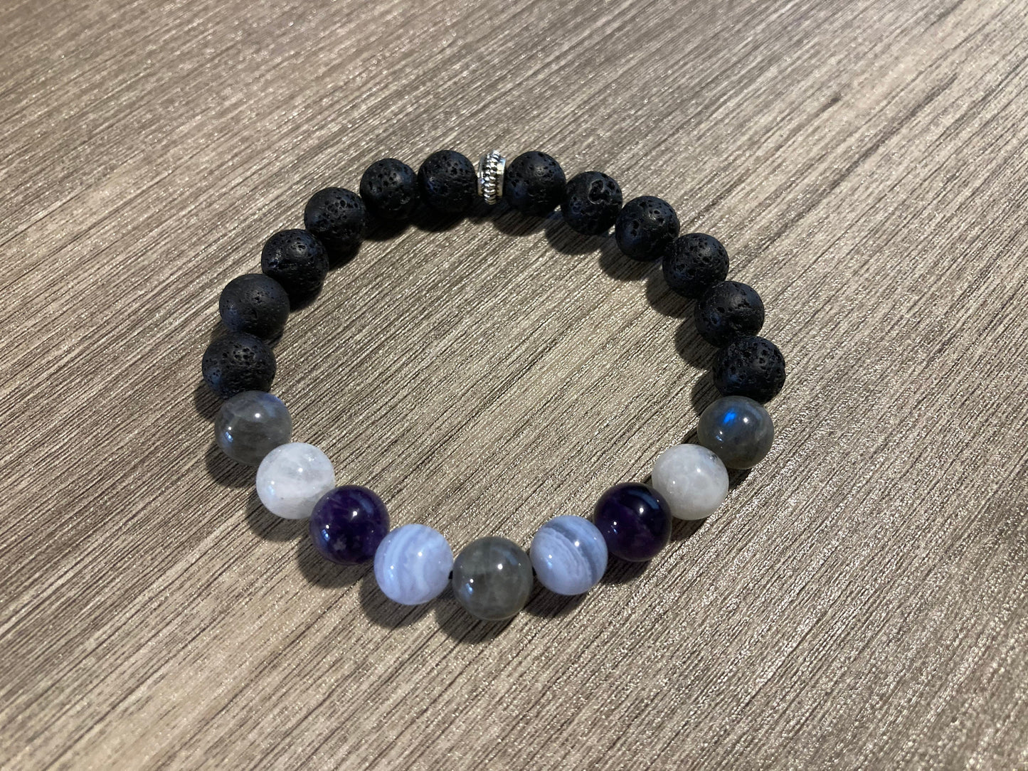 Aura of Tranquility Bracelet - Labradorite - Amethyst - Blue Lace Agate - Moonstone - Crystal Healing Jewelry