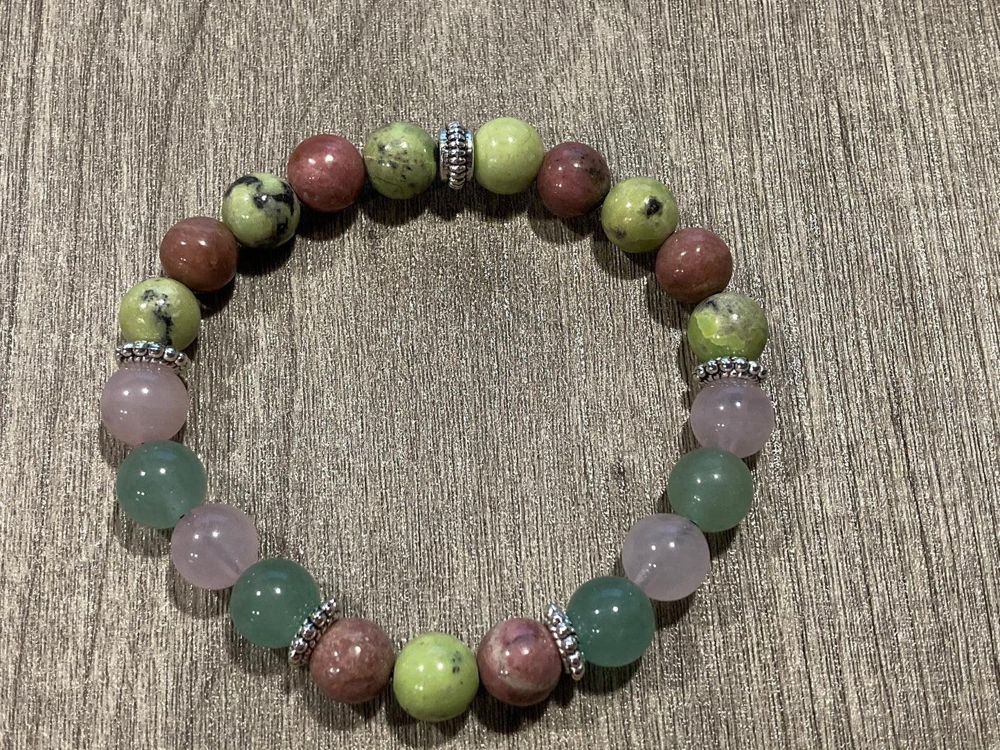 Heart Chakra Bracelet - Anahata - Crystal Healing Jewelry - Rose Quartz - Green Aventurine - Rhodonite - Chrysoprase