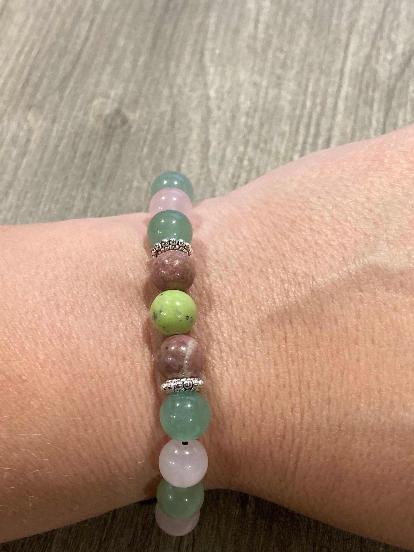 Heart Chakra Bracelet - Anahata - Crystal Healing Jewelry - Rose Quartz - Green Aventurine - Rhodonite - Chrysoprase