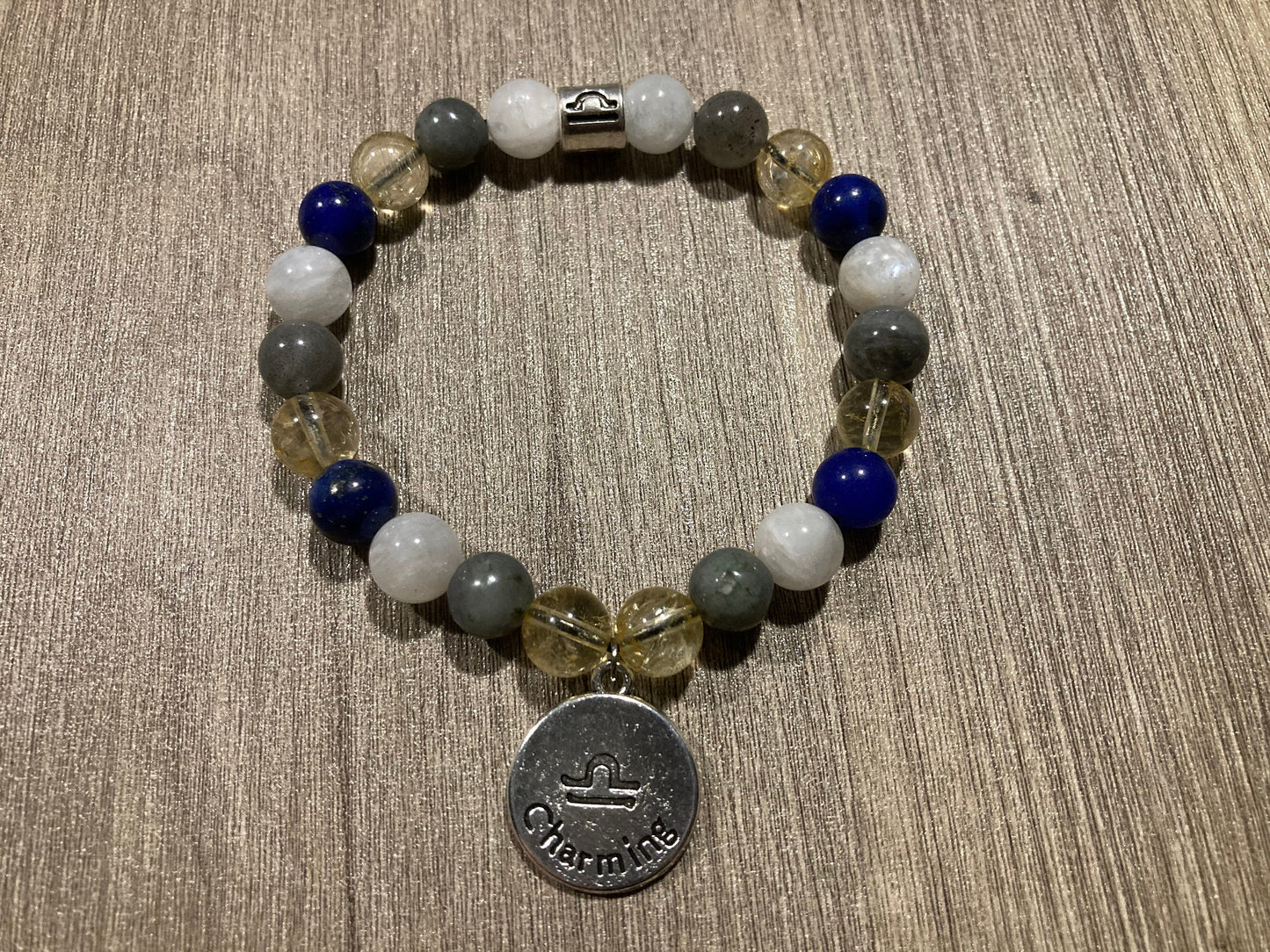 Libra Astrology Zodiac Bracelet - September October - Moonstone - Labradorite - Citrine - Lapis Lazuli
