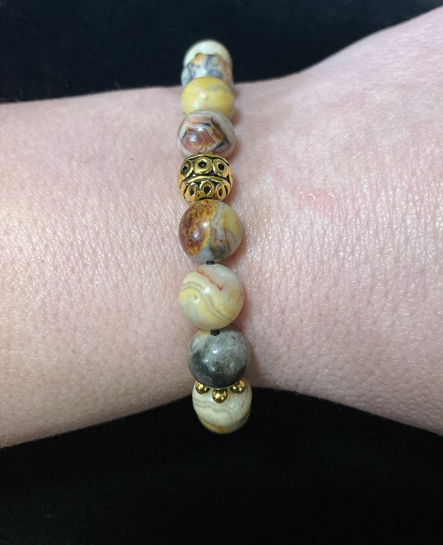 Crazy Lace Agate Crystal Bracelet - Solar Plexus Chakra - Laughter Stone - Happy Lace