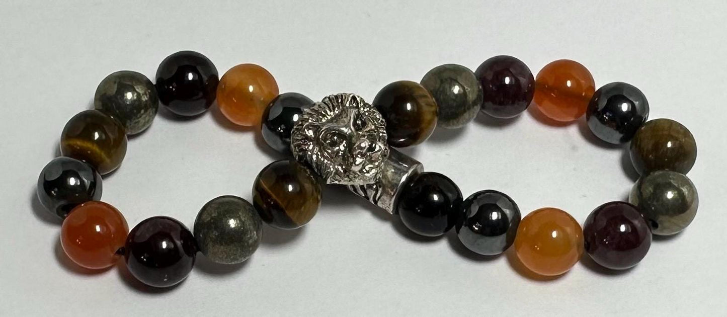Leo Zodiac Astrology Bracelet - July August - Crystal Healing Jewelry - Tigers Eye - Garnet - Pyrite - Carnelian - Hematite