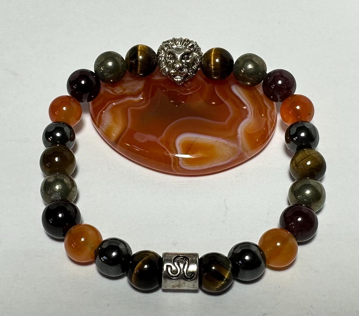 Leo Zodiac Astrology Bracelet - July August - Crystal Healing Jewelry - Tigers Eye - Garnet - Pyrite - Carnelian - Hematite