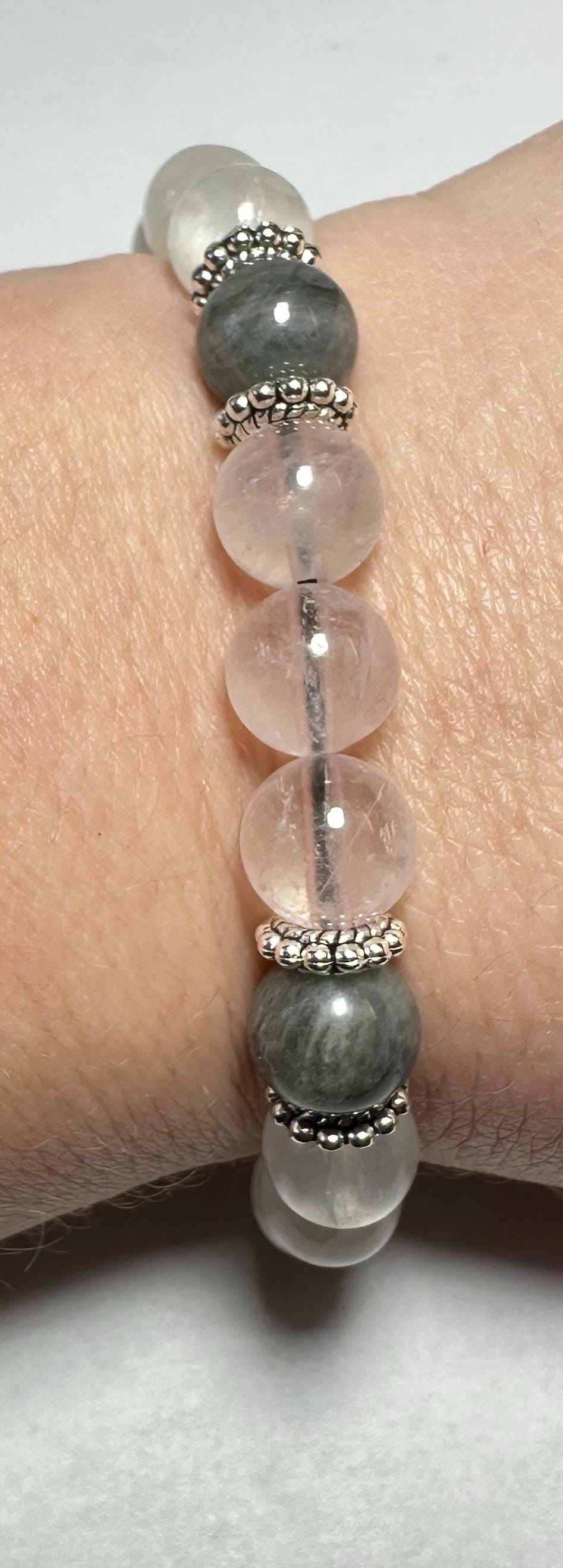 Celestial Embrace Bracelet - Labradorite - Rose Quartz - Selenite - Crystal Healing Jewelry