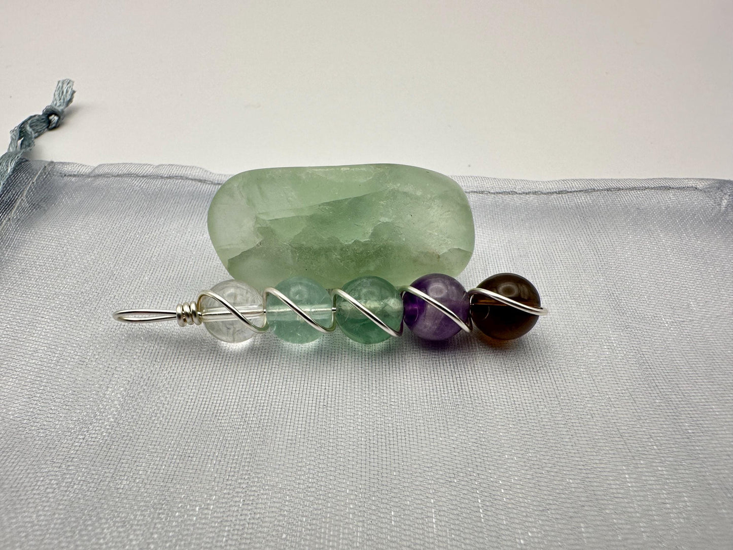 Chemo & Radiation Support Necklace - Copper Wire Wrapped Pendant - Crystal Healing Jewelry - Smoky Quartz - Amethyst - Fluorite - Clear Quartz