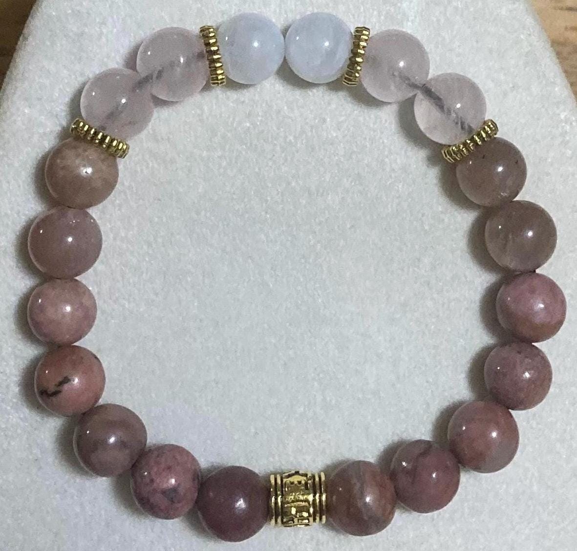 SELF LOVE Bracelet - Rose Quartz - Moonstone - Sunstone - Rhodonite - Crystal Healing Jewelry - Heart Chakra