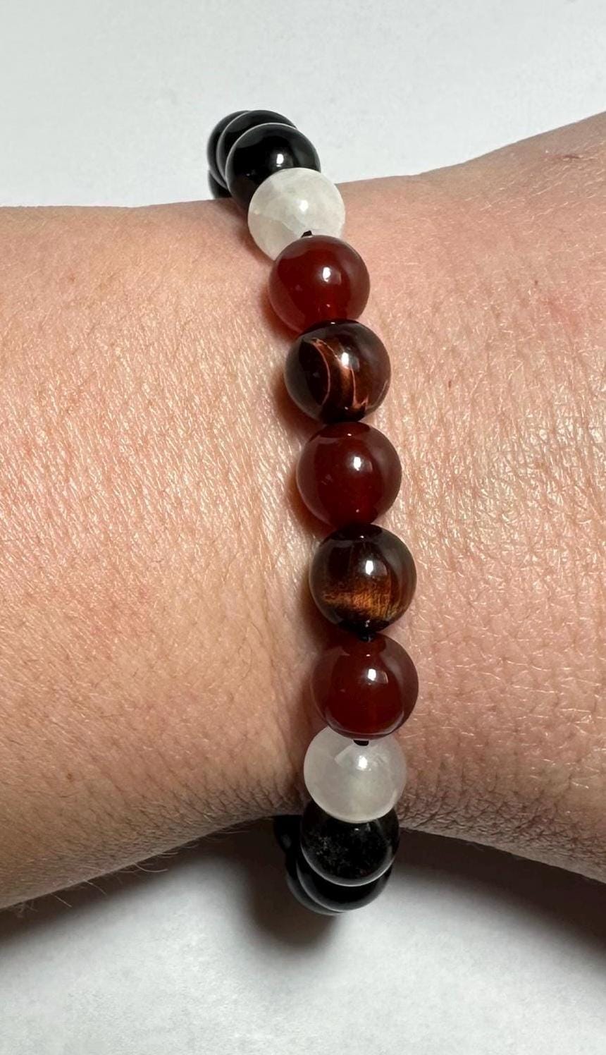 UNITY Bracelet - Red Tiger's Eye - Red Agate - Selenite - Black Obsidian - Hematite - Crystal Healing Jewelry