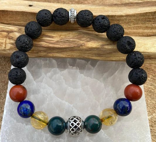 Acid Reflux/Heartburn Bracelet - Citrine - Bloodstone - Red Jasper - Lapis Lazuli - Crystal Healing Jewelry