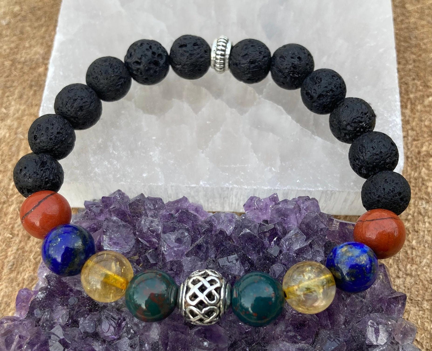 Acid Reflux/Heartburn Bracelet - Citrine - Bloodstone - Red Jasper - Lapis Lazuli - Crystal Healing Jewelry