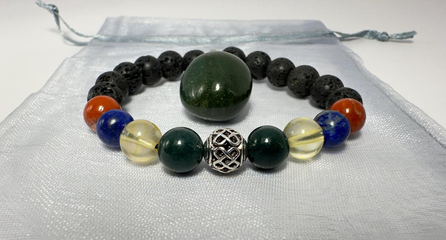 Acid Reflux/Heartburn Bracelet - Citrine - Bloodstone - Red Jasper - Lapis Lazuli - Crystal Healing Jewelry