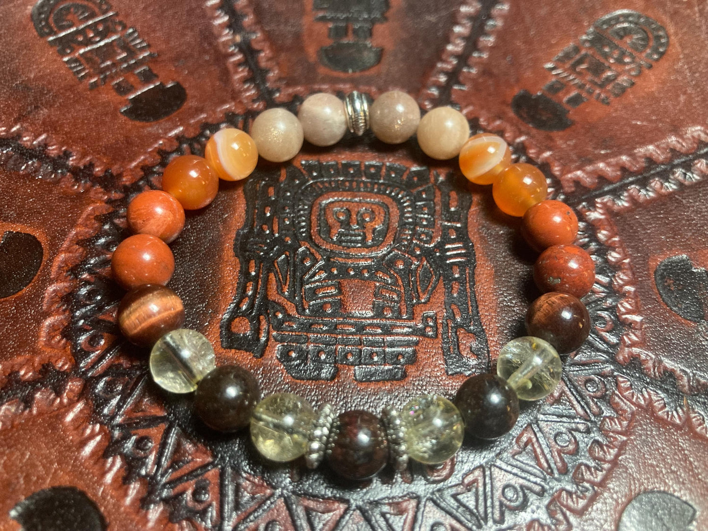 Fire Element Bracelet - Crystal healing jewelry - Garnet - Citrine - Tigers eye - Red Jasper -Carnelian - Sunstone