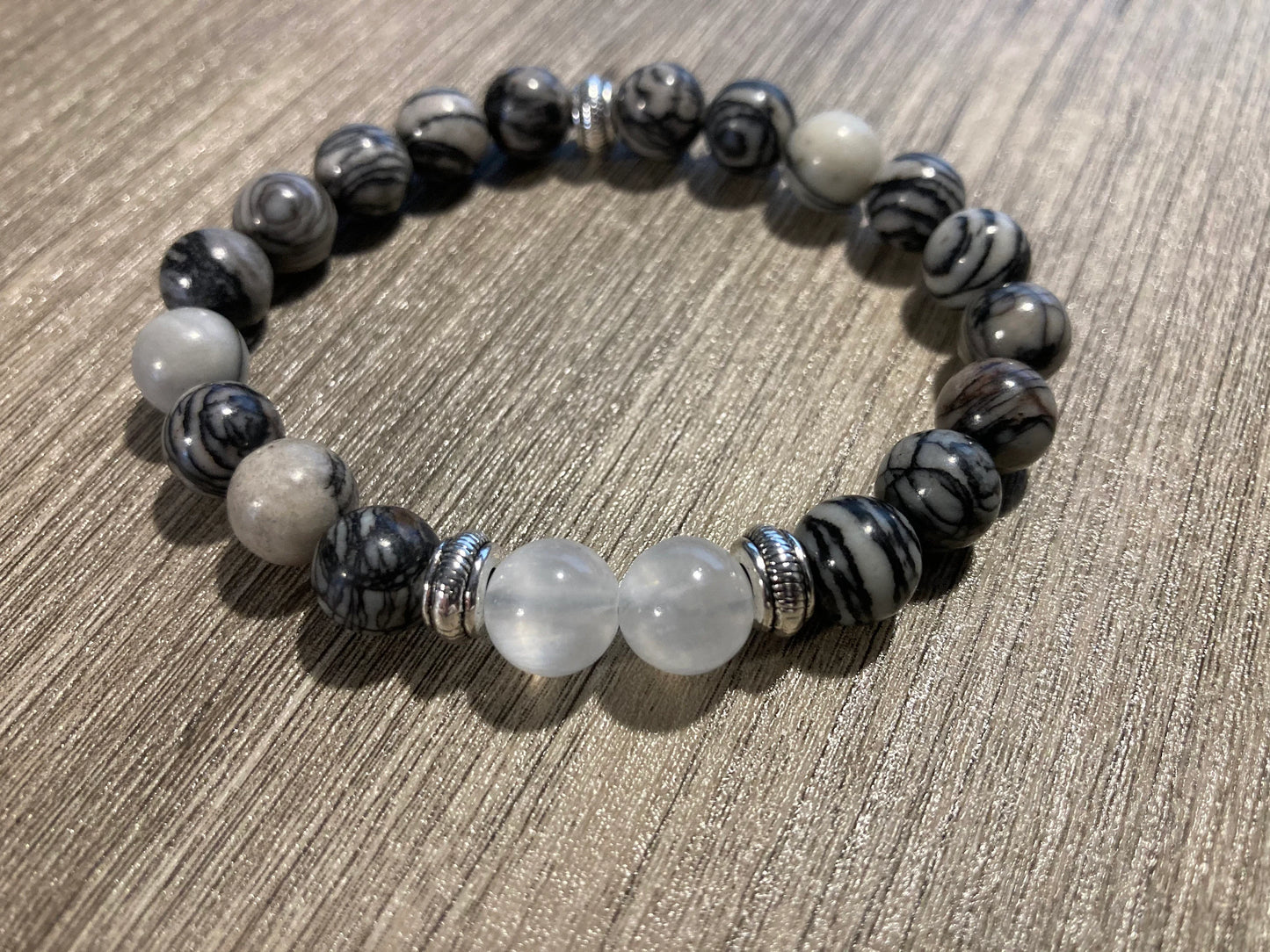 Celestial Web Bracelet - Spiderweb Jasper - Selenite - Crystal Healing Jewelry