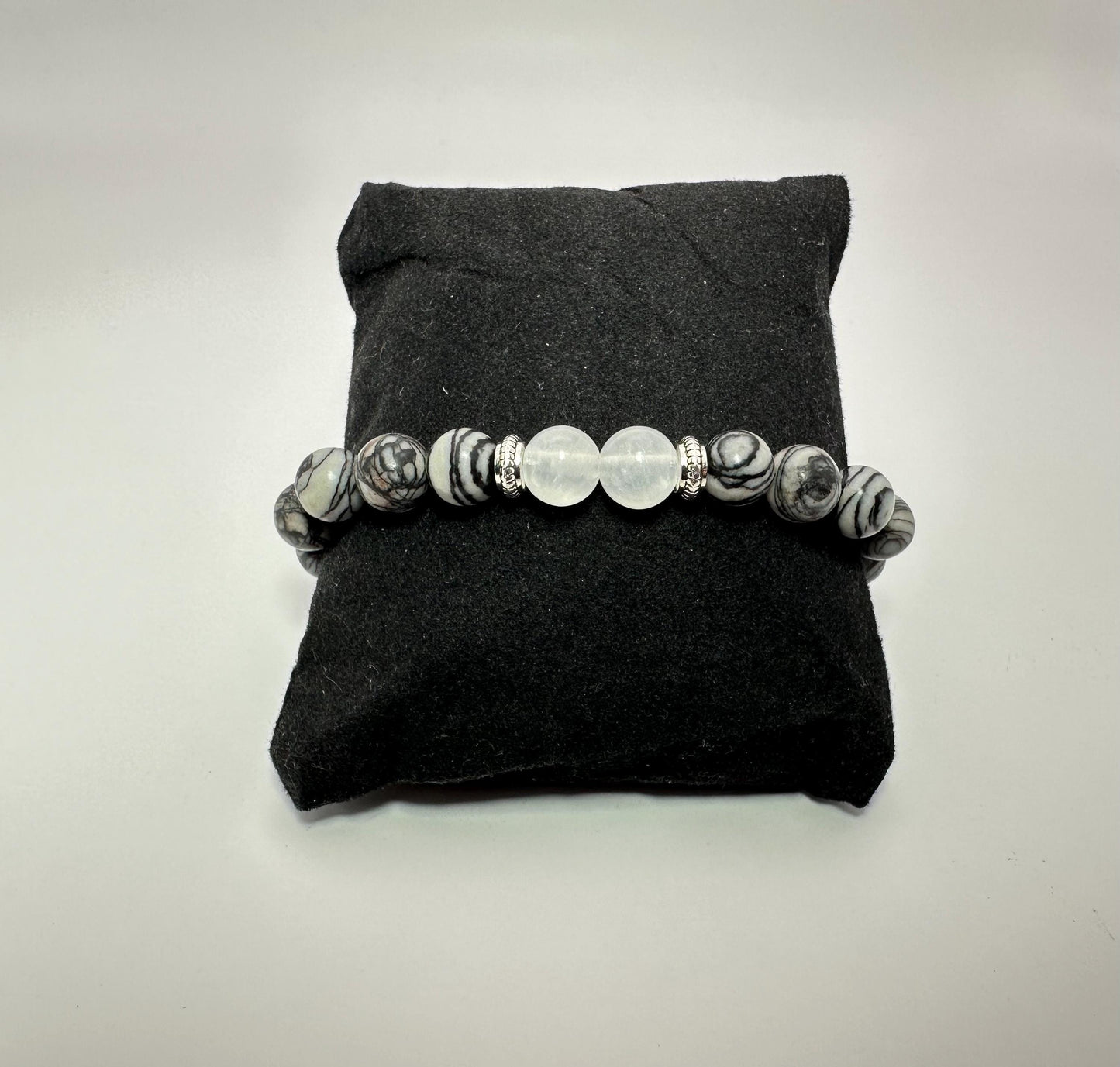 Celestial Web Bracelet - Spiderweb Jasper - Selenite - Crystal Healing Jewelry
