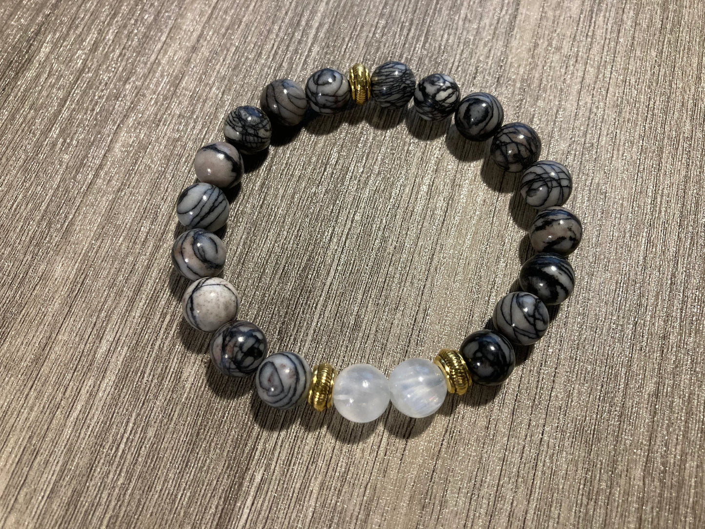 Celestial Web Bracelet - Spiderweb Jasper - Selenite - Crystal Healing Jewelry