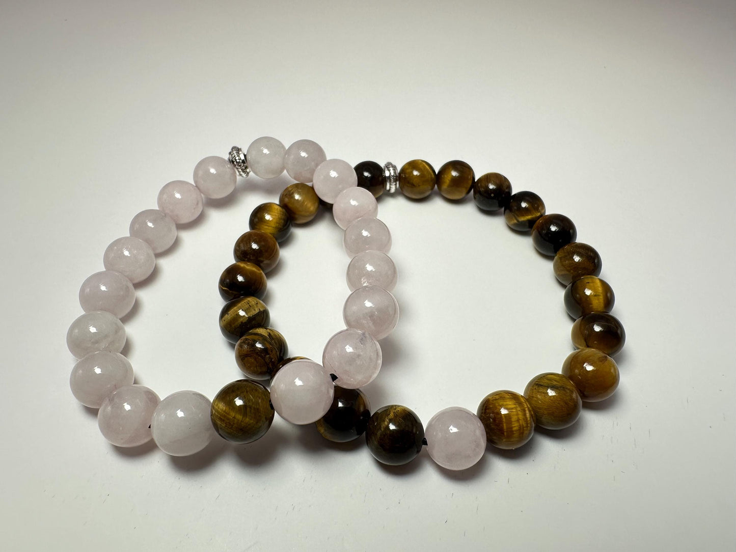 Couples Bracelets matching set - Rose Quartz - Tigers eye - Protection & Love