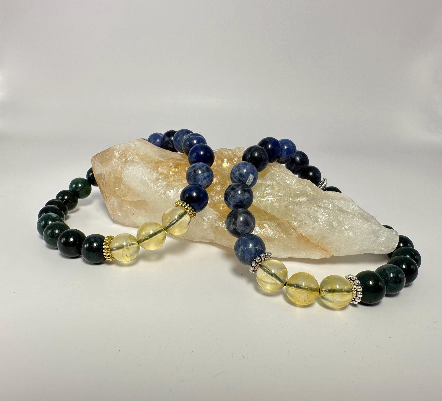 Diabetes Support Bracelet - Crystal Healing Jewelry - Bloodstone - Citrine - Sodalite