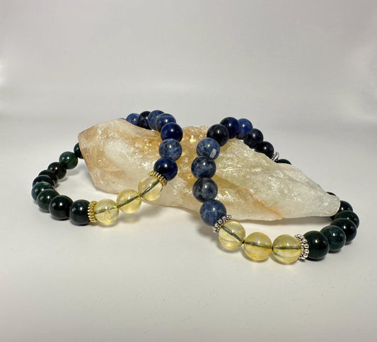 Diabetes Support Bracelet - Crystal Healing Jewelry - Bloodstone - Citrine - Sodalite