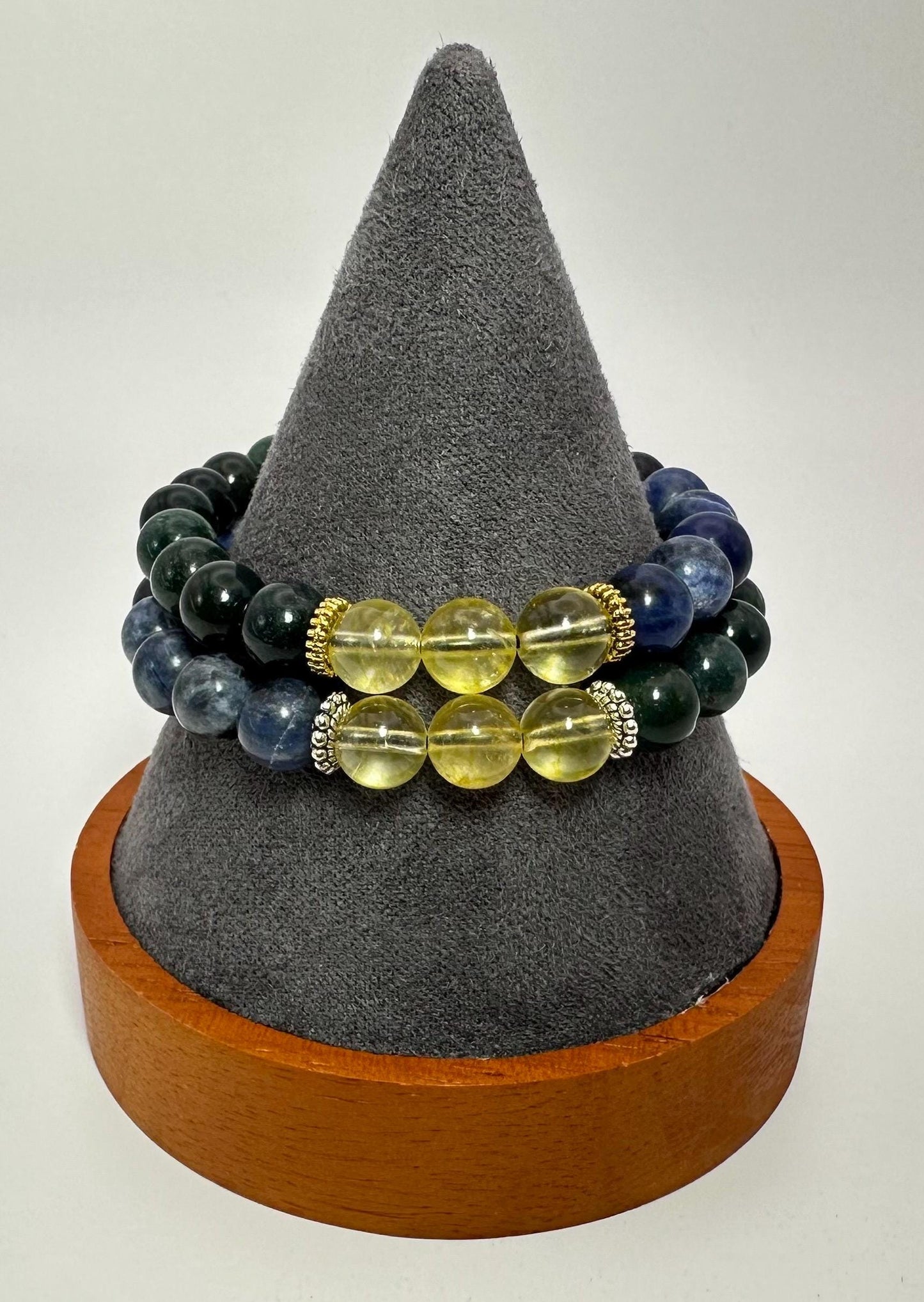 Diabetes Support Bracelet - Crystal Healing Jewelry - Bloodstone - Citrine - Sodalite