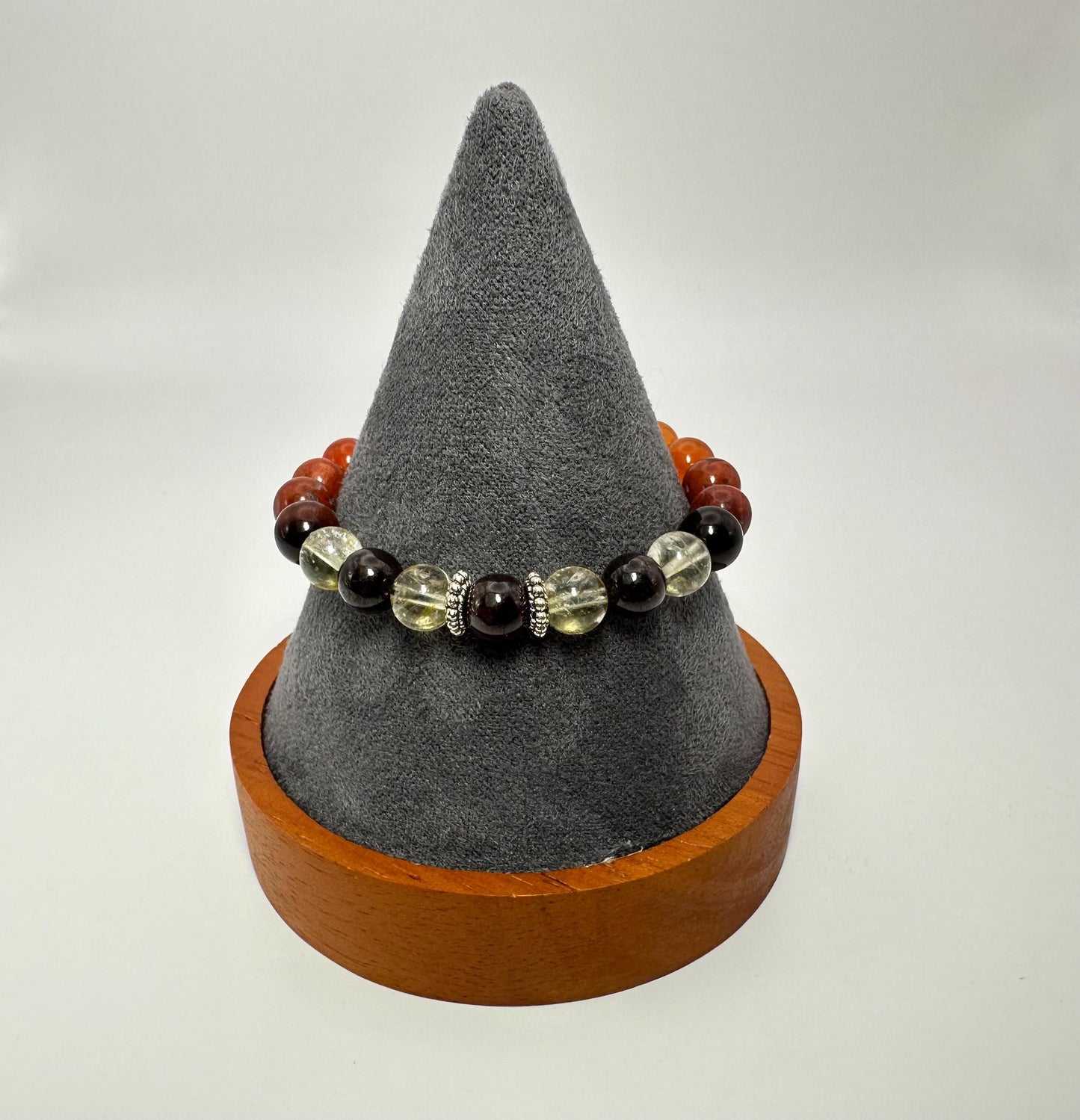 Fire Element Bracelet - Crystal healing jewelry - Garnet - Citrine - Tigers eye - Red Jasper -Carnelian - Sunstone