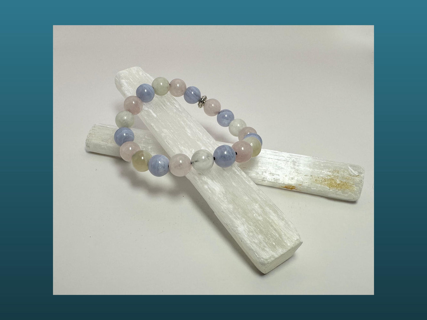 Love & Light Bracelet - Moonstone - Rose Quartz - Blue Lace Agate - Crystal Healing Jewelry