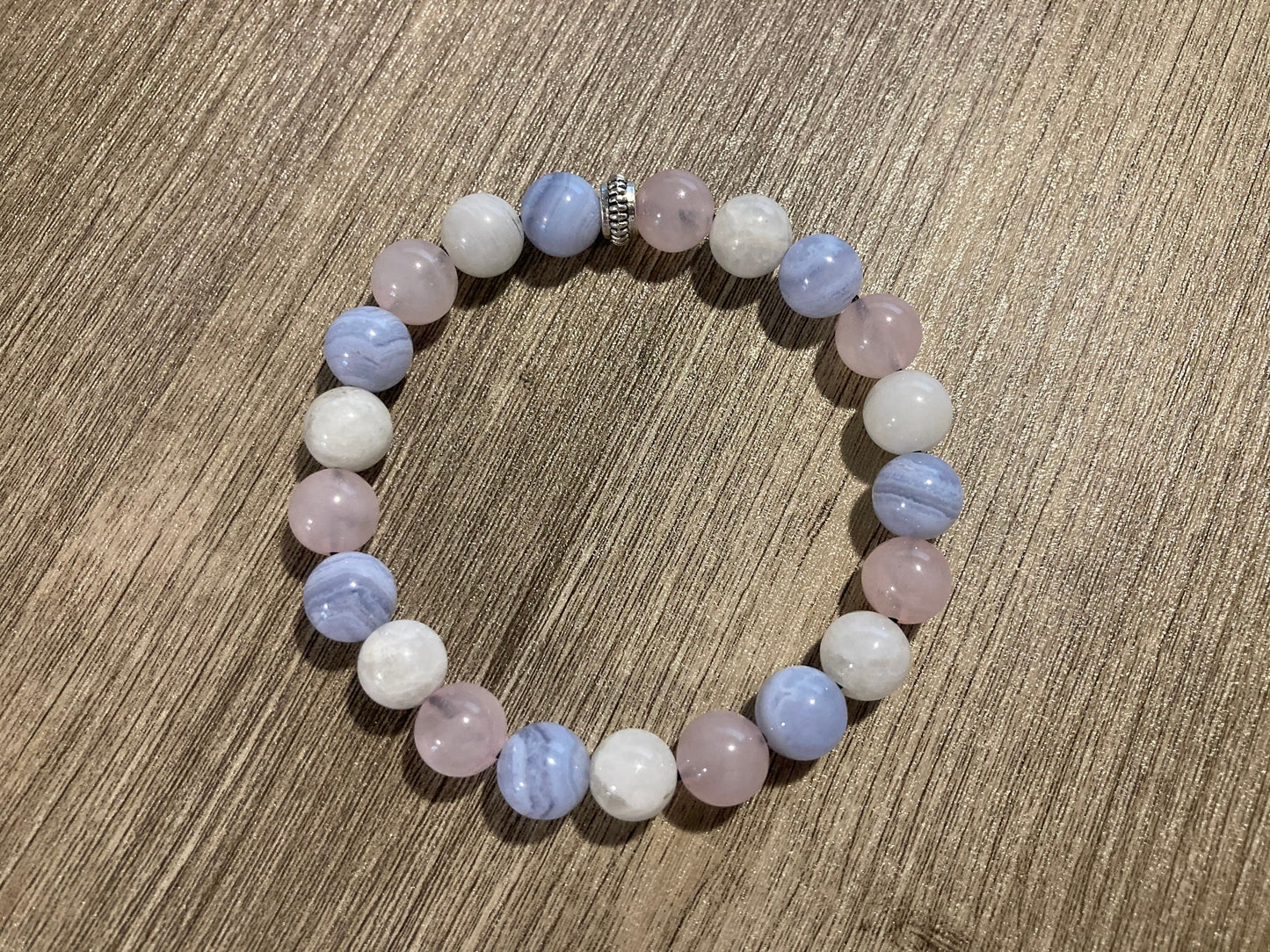 Love & Light Bracelet - Moonstone - Rose Quartz - Blue Lace Agate - Crystal Healing Jewelry