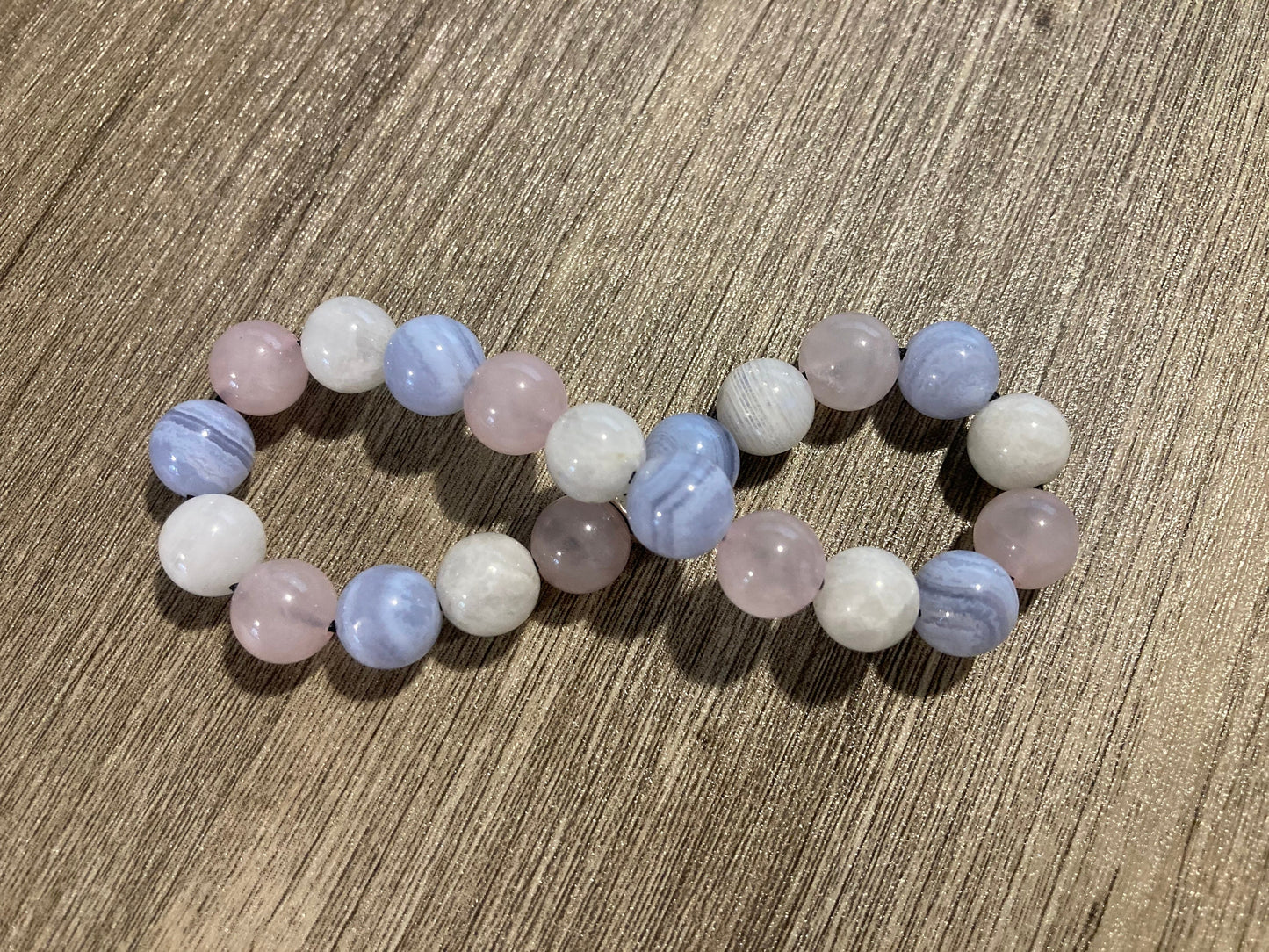 Love & Light Bracelet - Moonstone - Rose Quartz - Blue Lace Agate - Crystal Healing Jewelry