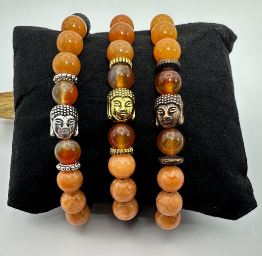 Sacral Chakra Svadhisthana bracelet - carnelian - orange calcite - aventurine - sunstone